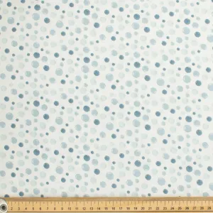 Blue Sea Collection #02 Blue Bubble on White Cotton Prints