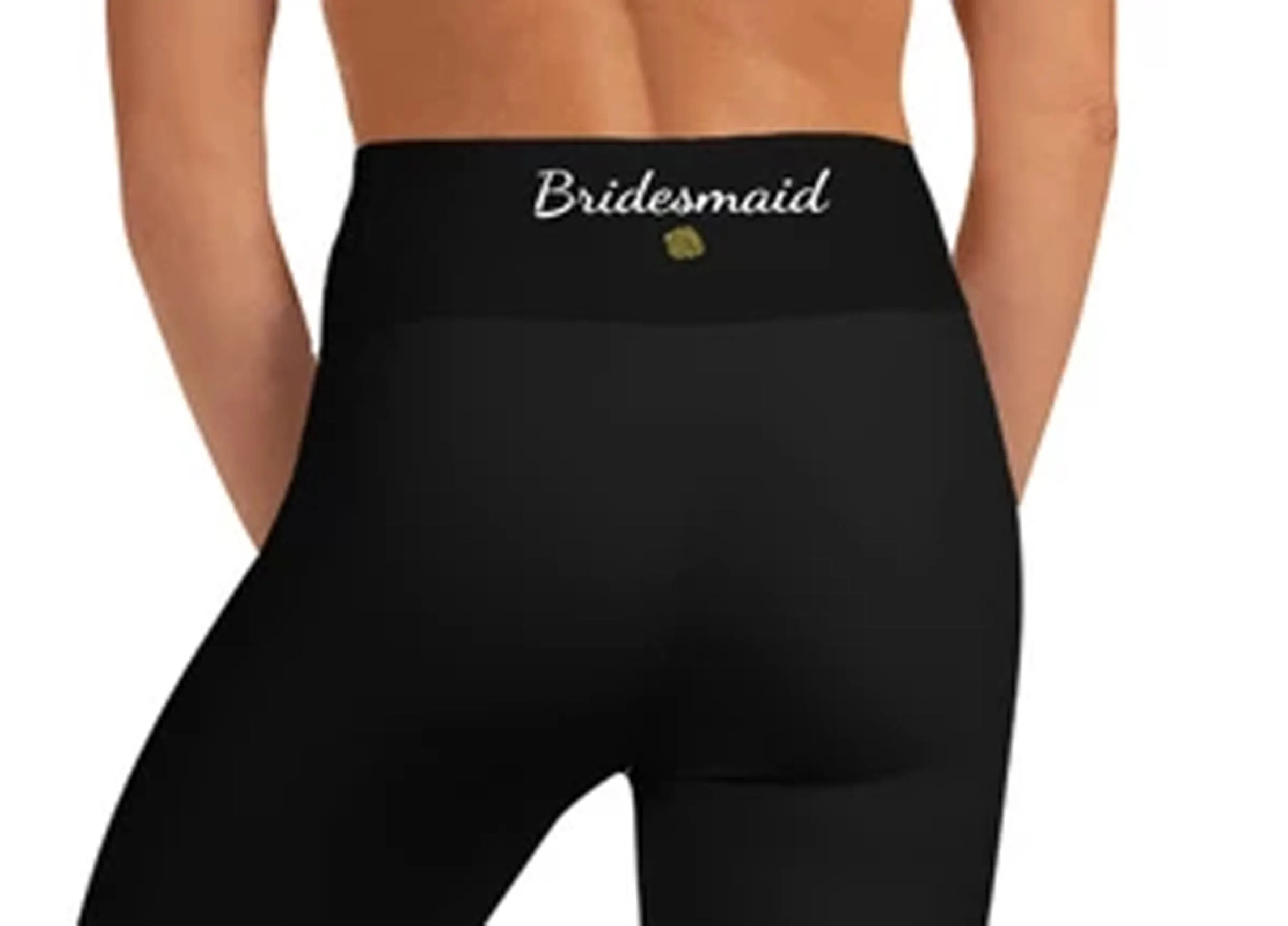 Bridesmaid Capri Leggings, Graphic Print Black Women's Yoga Capris Pants, Made in USA/ EU
