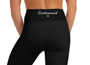 Bridesmaid Capri Leggings, Graphic Print Black Women's Yoga Capris Pants, Made in USA/ EU