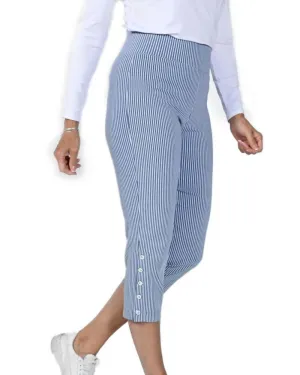 Button-Detail Capri Pant In Blue/White | Blue/White