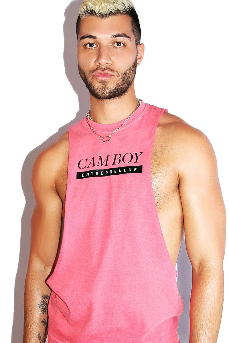 Cam Boy Vintage Low Arm Shedder Tank- Red