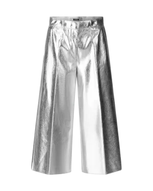 Cropped Metallic Leather Pants