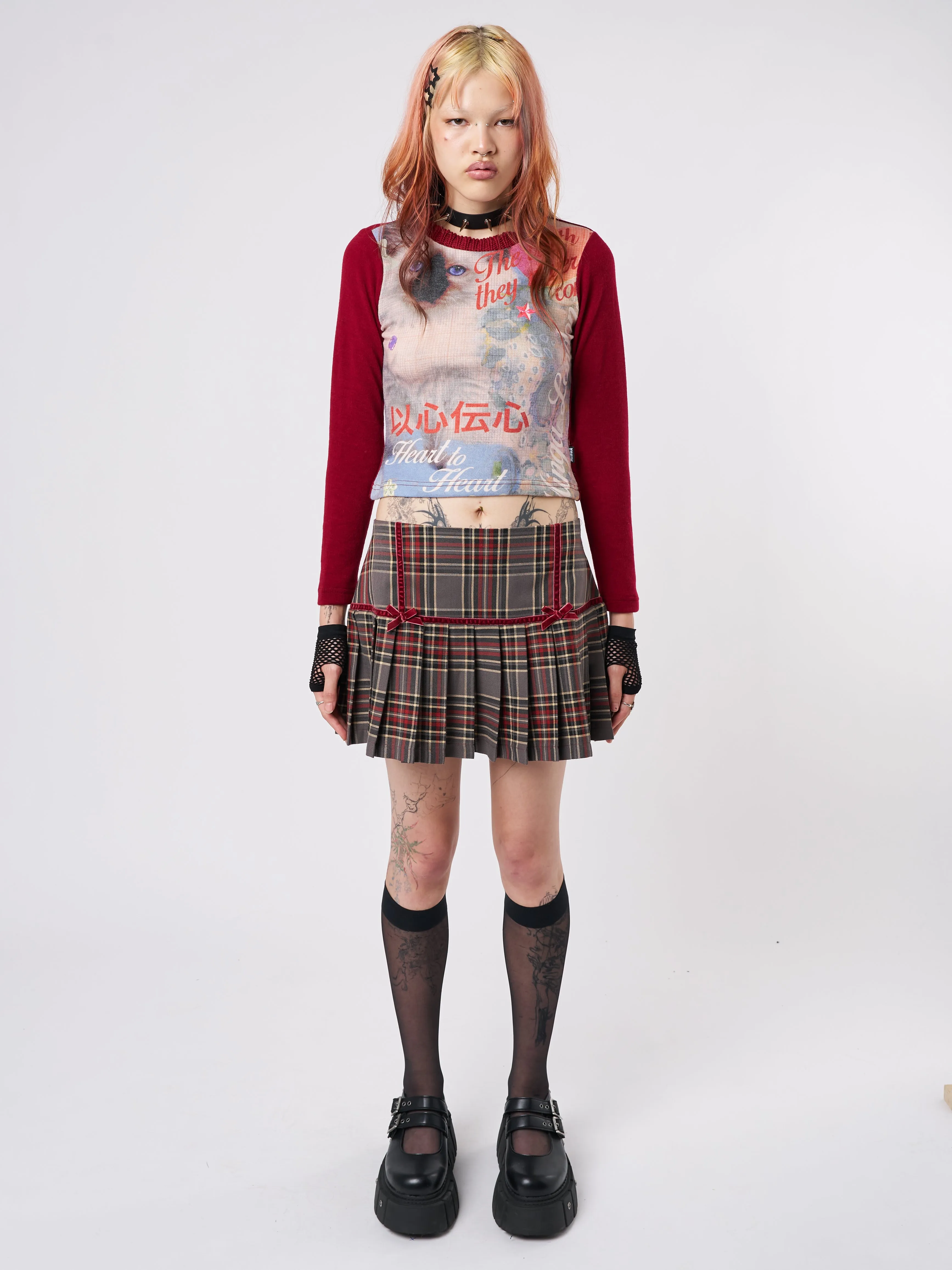 Curious Cat Red Graphic Top