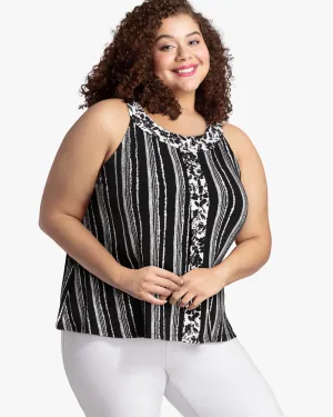 Cynthia Mixed Print Tank | Black / White