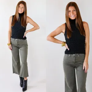 Daring Stares Mock Neck Bubble Tank Top in Black
