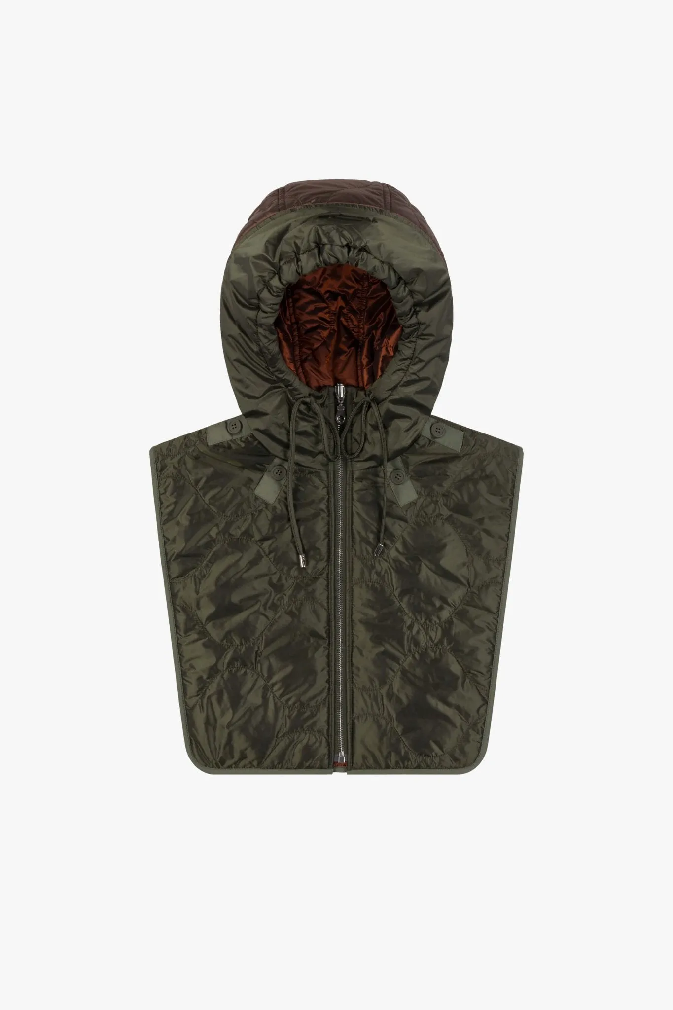 Elements Quilt Zip Hood - Dark Olive / Amber