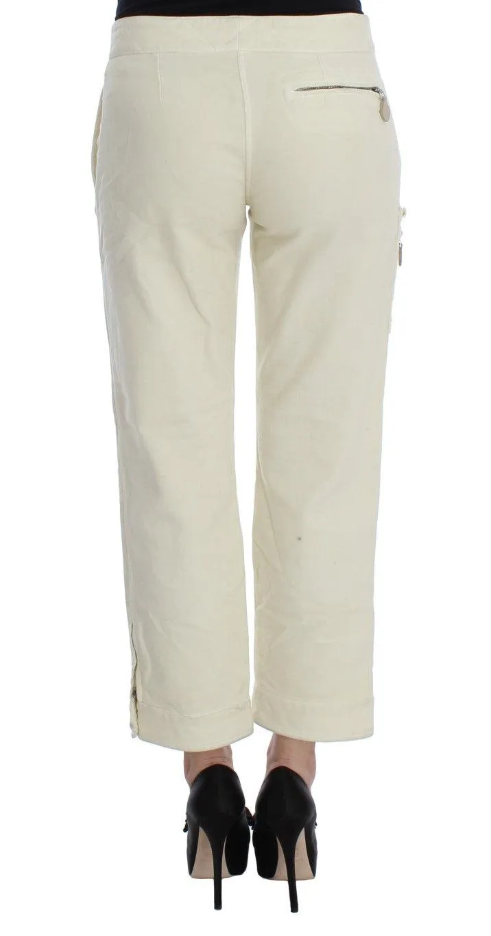 Ermanno Scervino Beige Cotton Capri Cropped Cargo Pants