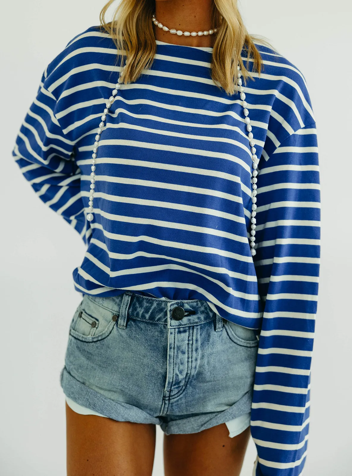 Jennifer Stripe Top - Royal Blue