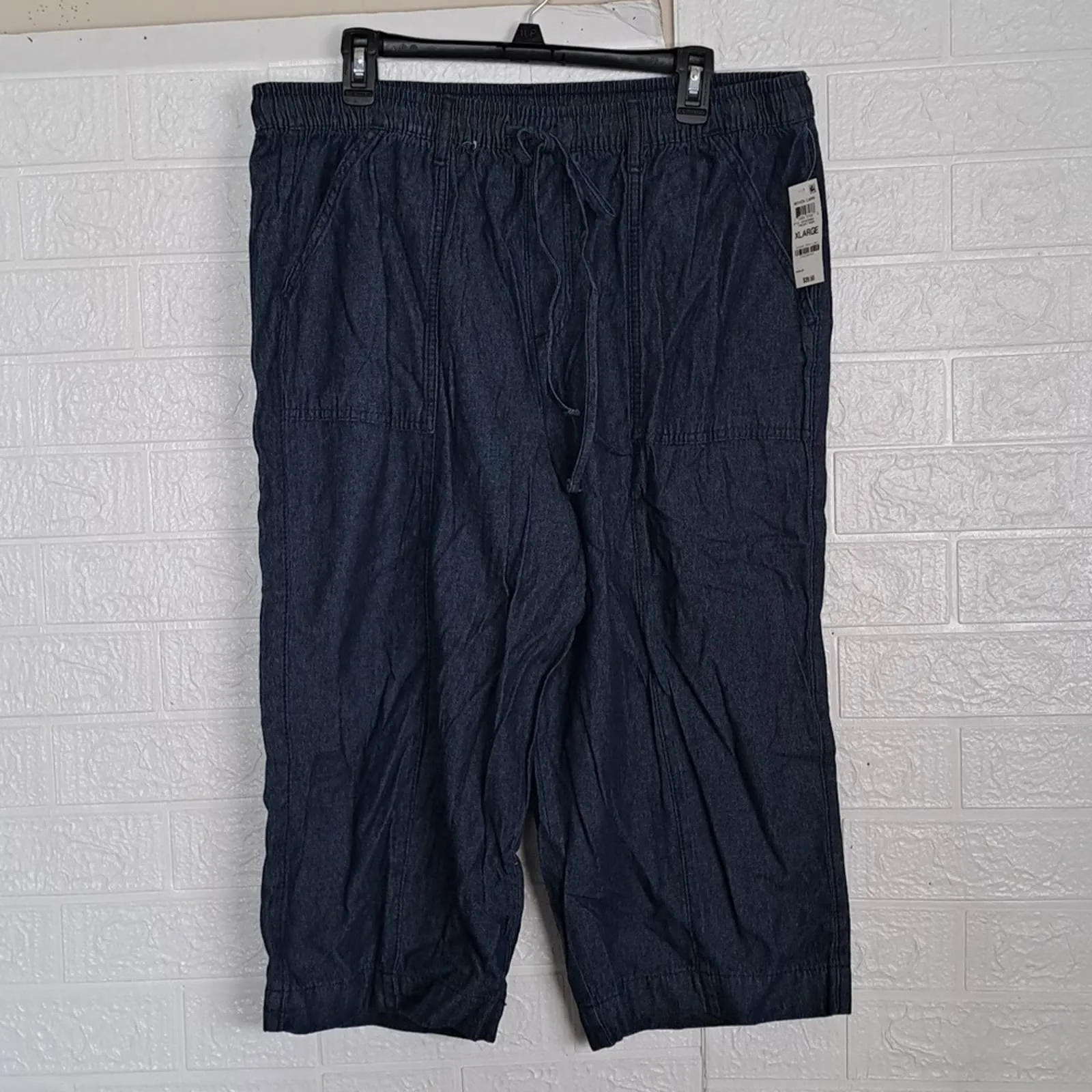 Karen Scott Cotton Drawstring Denim Capri Pants XL