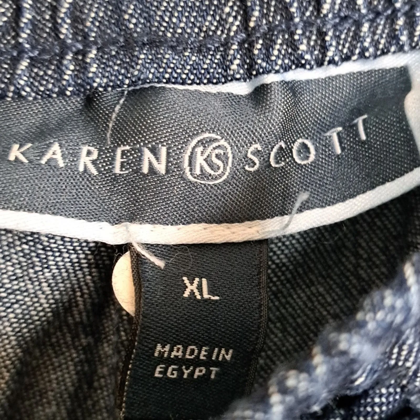 Karen Scott Cotton Drawstring Denim Capri Pants XL