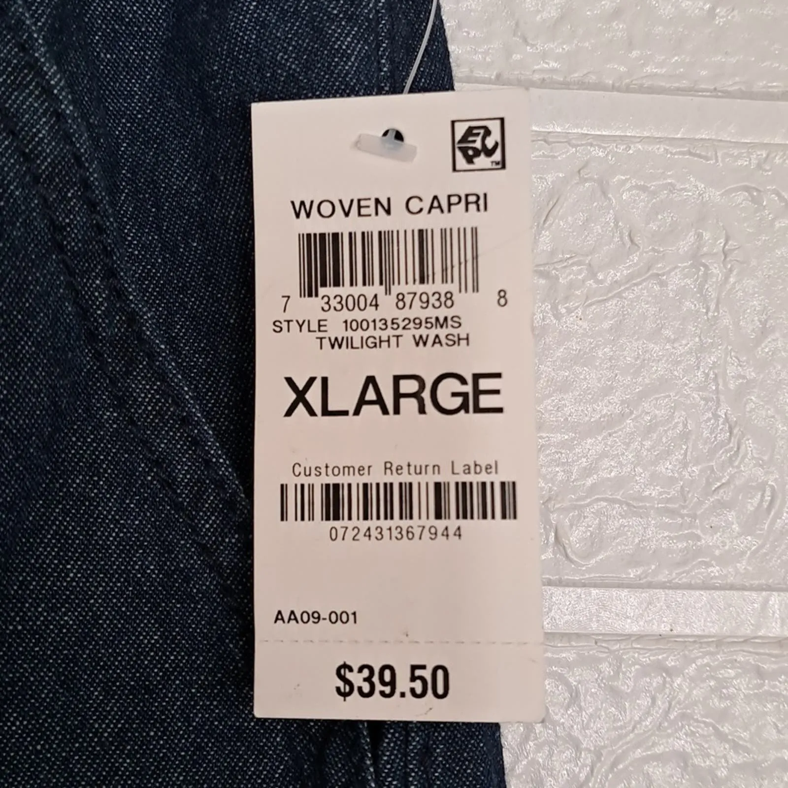 Karen Scott Cotton Drawstring Denim Capri Pants XL