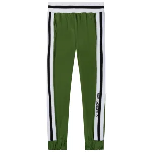 Karl Lagerfeld Mens Designer Green Track Pants