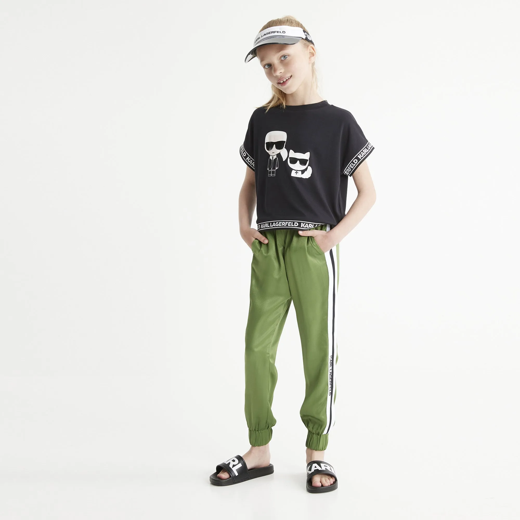 Karl Lagerfeld Mens Designer Green Track Pants