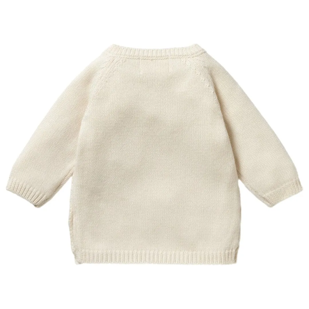 Knitted Pointelle Kimono Cardigan - Ecru