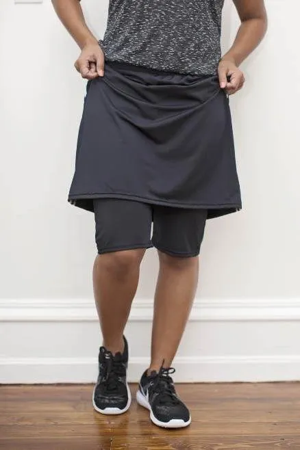 Modest Athletic Knee Length Skort in Charcoal FINAL SALE