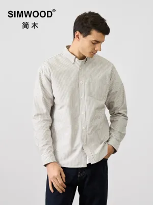 Oversize Vintage Vertical Striped Shirts for Men - Oxford Fabric