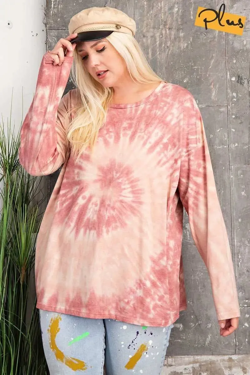 Plus Size Long Sleeve Special Washed Poly Rayon Plus Size Knit Top