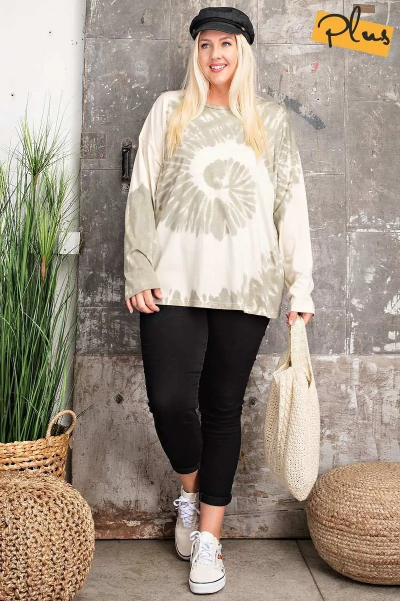 Plus Size Long Sleeve Special Washed Poly Rayon Plus Size Knit Top
