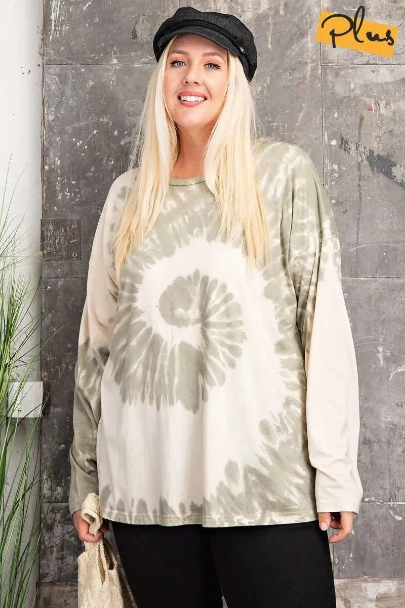 Plus Size Long Sleeve Special Washed Poly Rayon Plus Size Knit Top