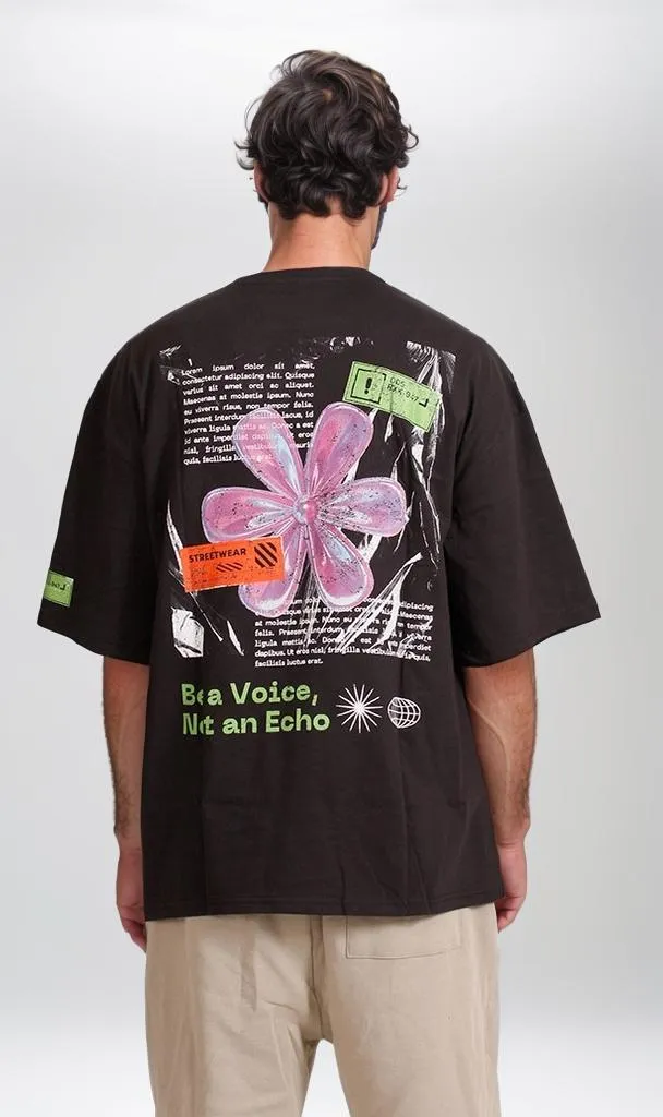 R205840 -Graphic Oversized T-Shirt - Black