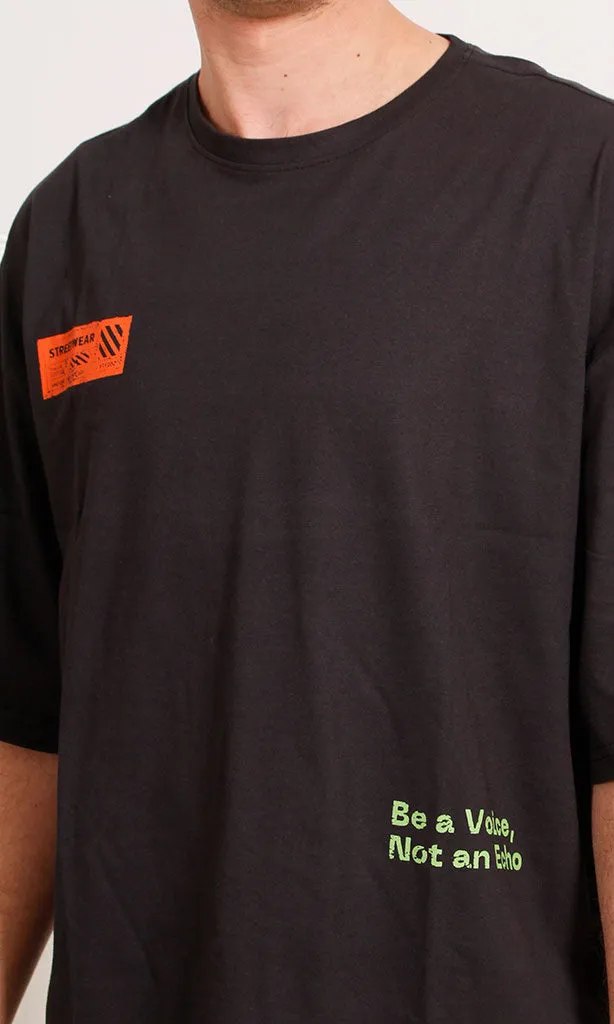 R205840 -Graphic Oversized T-Shirt - Black