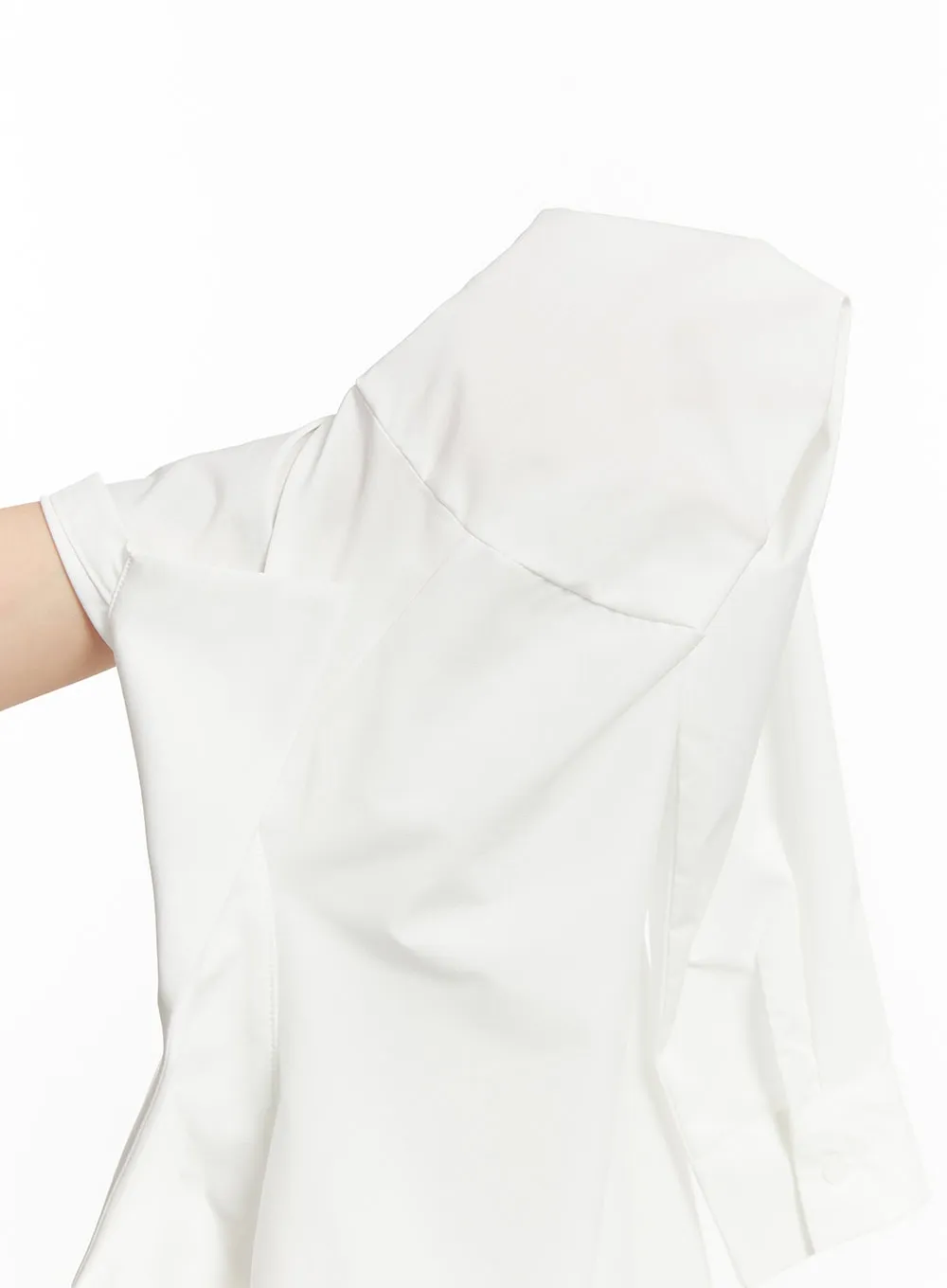 Shirred Collared Crop Shirt CF525