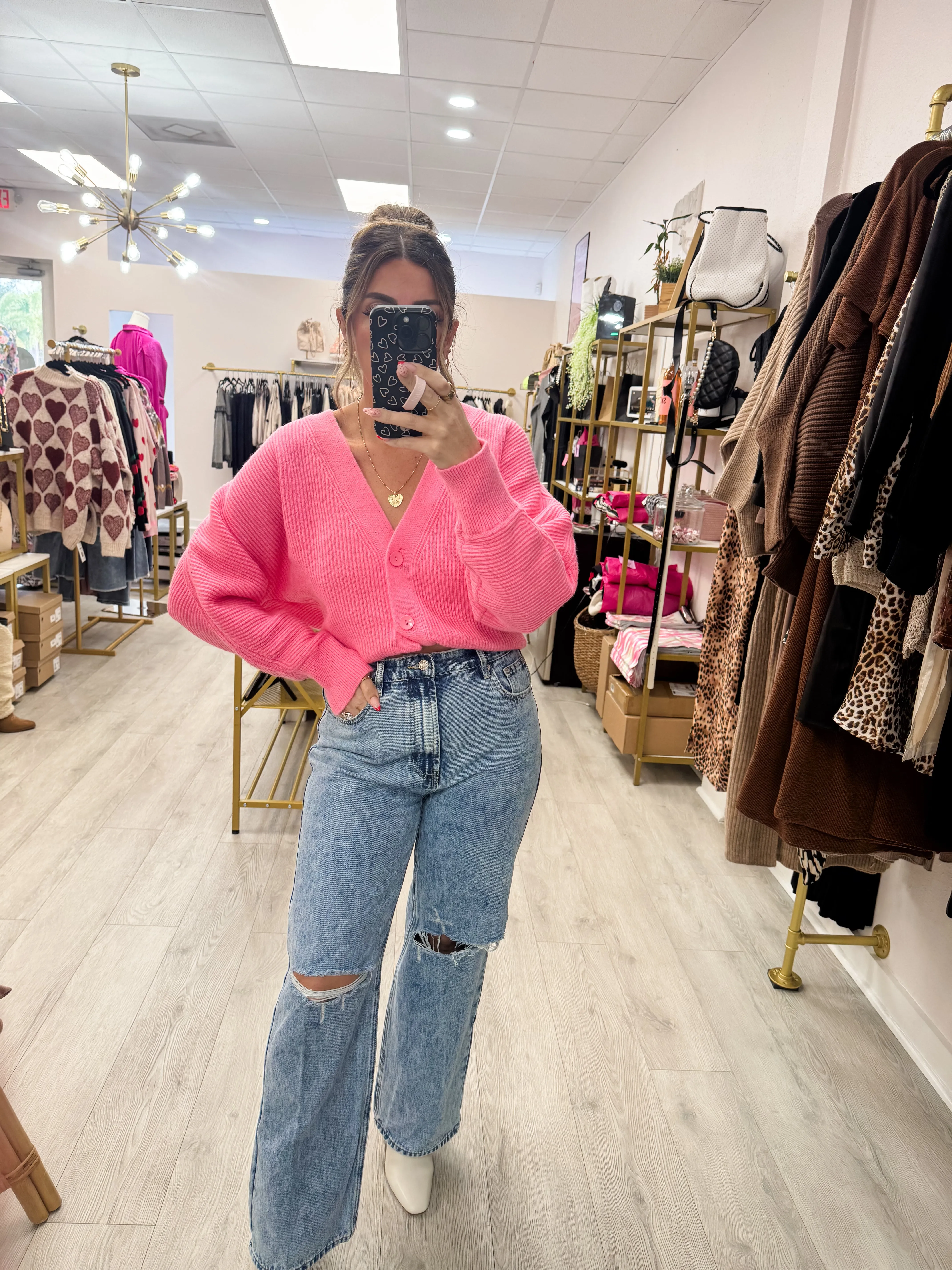 Solid Ribbed Knit Cardigan