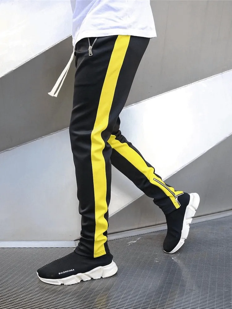 Stylish Two-tone Sports Jogging Pants for Men with Zipper Pockets - SF1133