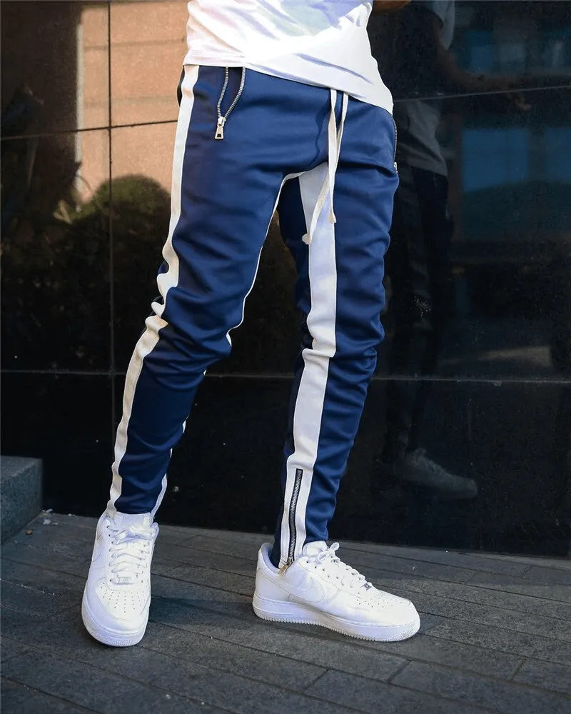 Stylish Two-tone Sports Jogging Pants for Men with Zipper Pockets - SF1133