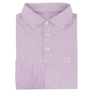 The Whaler Heather Stripe | Long Sleeve Performance Polo | The Whaler Heather Stripe - Big Easy Lavender/White