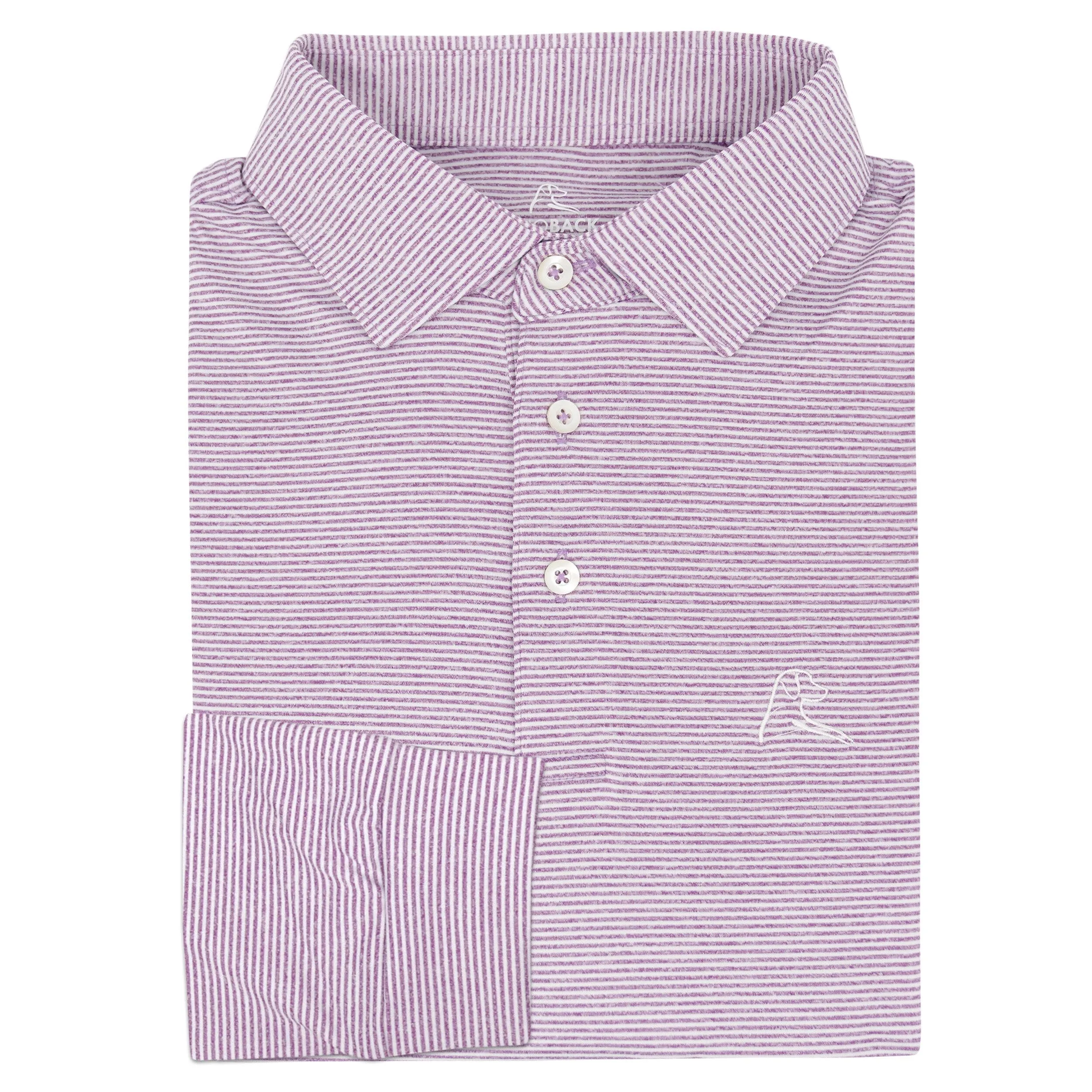 The Whaler Heather Stripe | Long Sleeve Performance Polo | The Whaler Heather Stripe - Big Easy Lavender/White