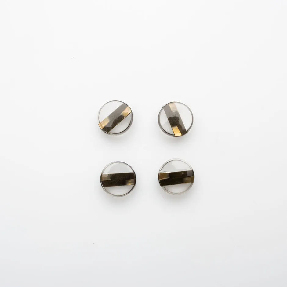Two-Tone Brown Striped Clear Button - Small