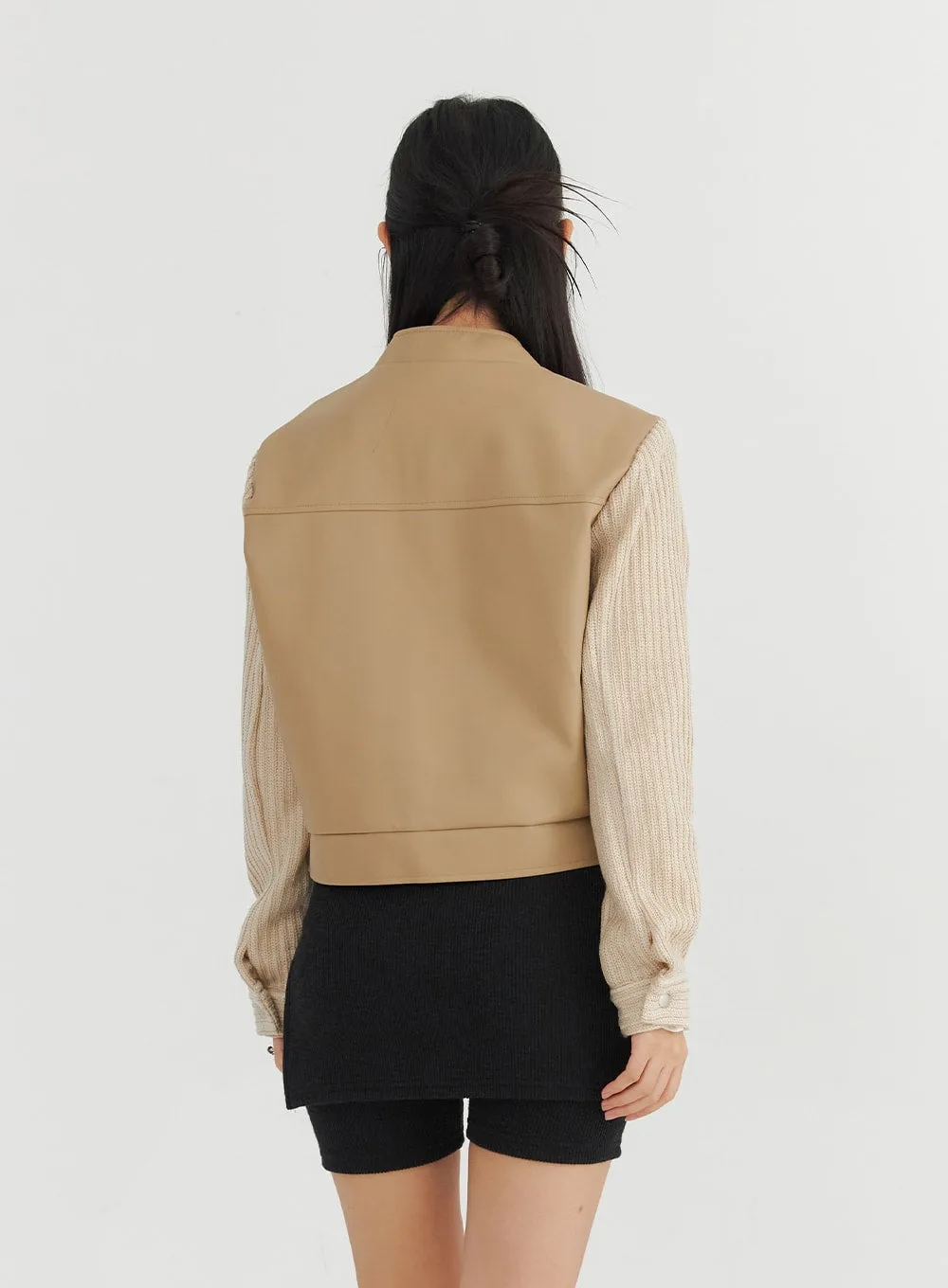 Two-Tone Faux Leather Jacket CO325