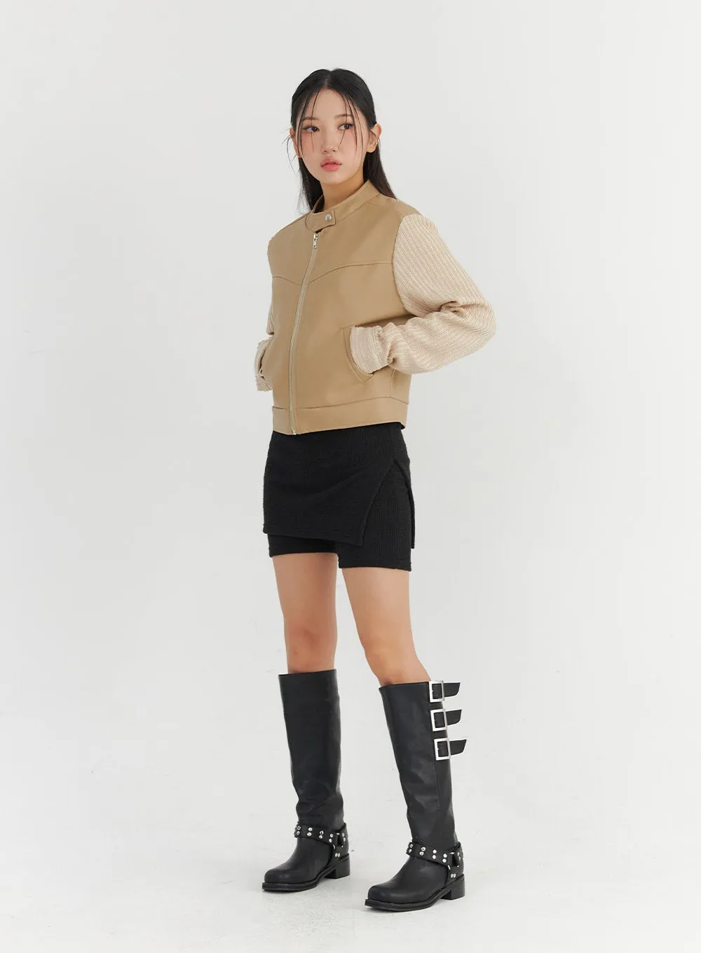 Two-Tone Faux Leather Jacket CO325