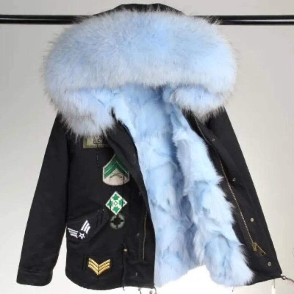 Women's Winter Casual Acrylic Short Parka With Raccoon Fur