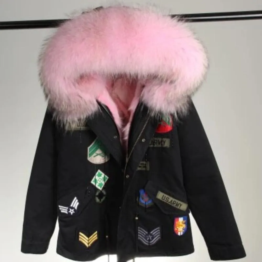 Women's Winter Casual Acrylic Short Parka With Raccoon Fur