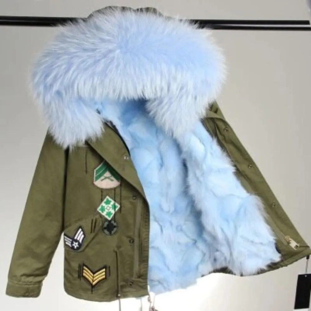 Women's Winter Casual Acrylic Short Parka With Raccoon Fur