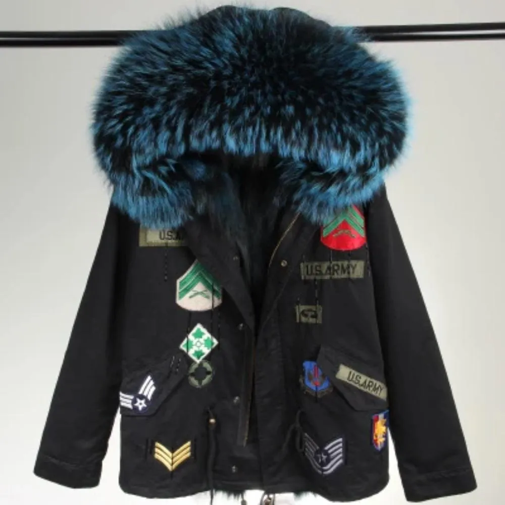 Women's Winter Casual Acrylic Short Parka With Raccoon Fur