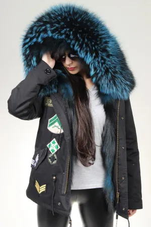 Women's Winter Casual Acrylic Short Parka With Raccoon Fur