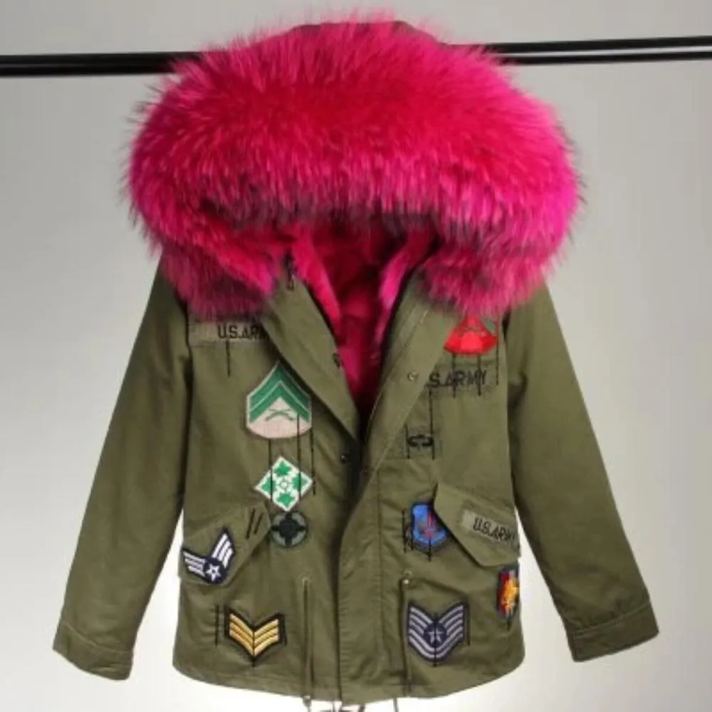 Women's Winter Casual Acrylic Short Parka With Raccoon Fur