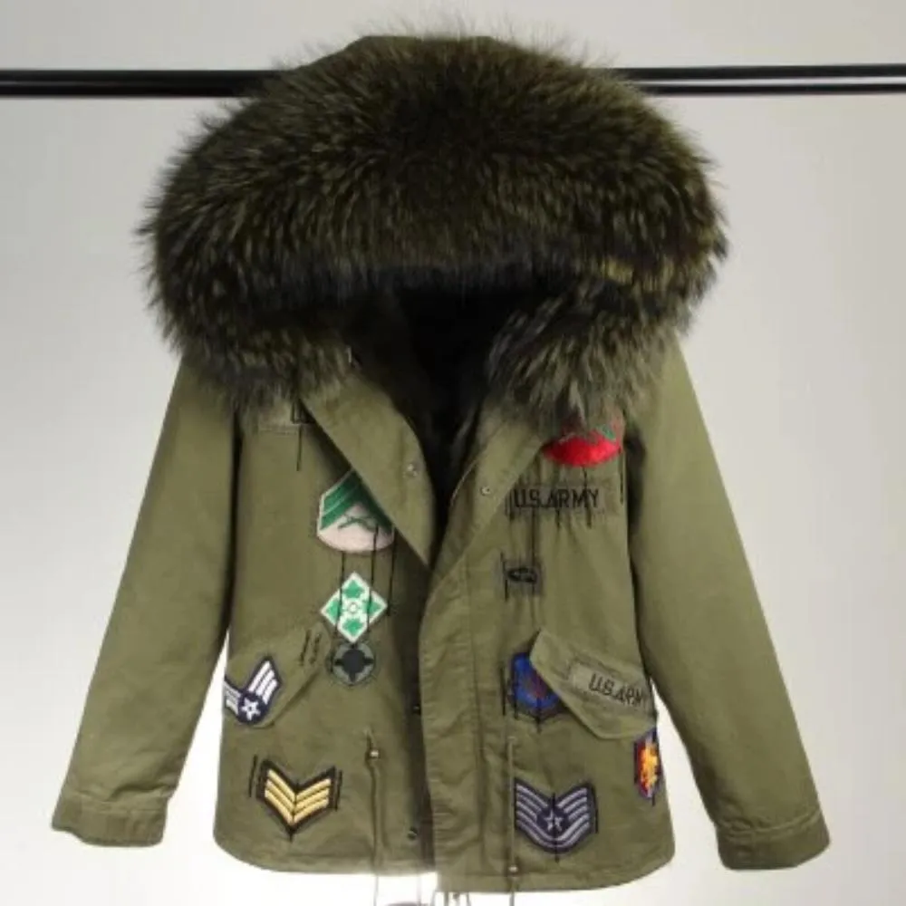Women's Winter Casual Acrylic Short Parka With Raccoon Fur