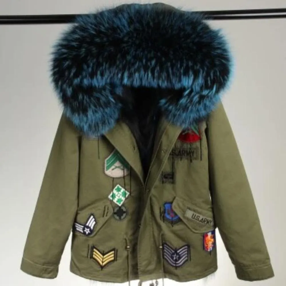 Women's Winter Casual Acrylic Short Parka With Raccoon Fur