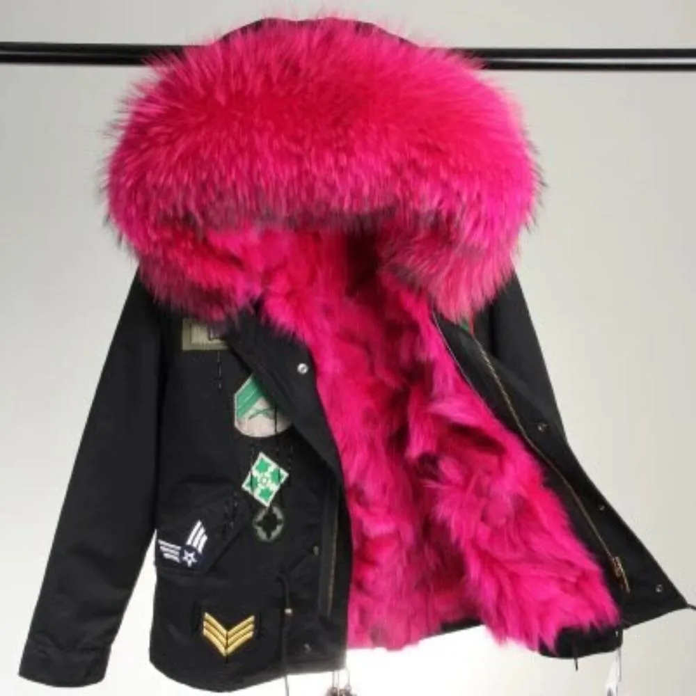 Women's Winter Casual Acrylic Short Parka With Raccoon Fur
