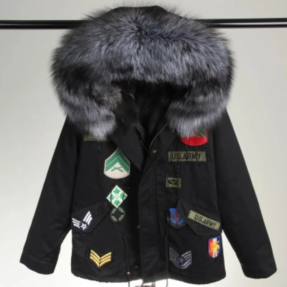 Women's Winter Casual Acrylic Short Parka With Raccoon Fur