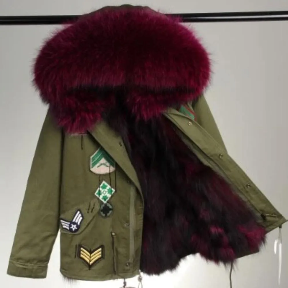 Women's Winter Casual Acrylic Short Parka With Raccoon Fur