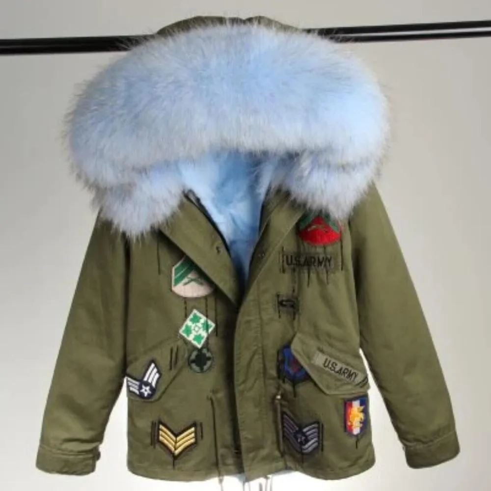 Women's Winter Casual Acrylic Short Parka With Raccoon Fur