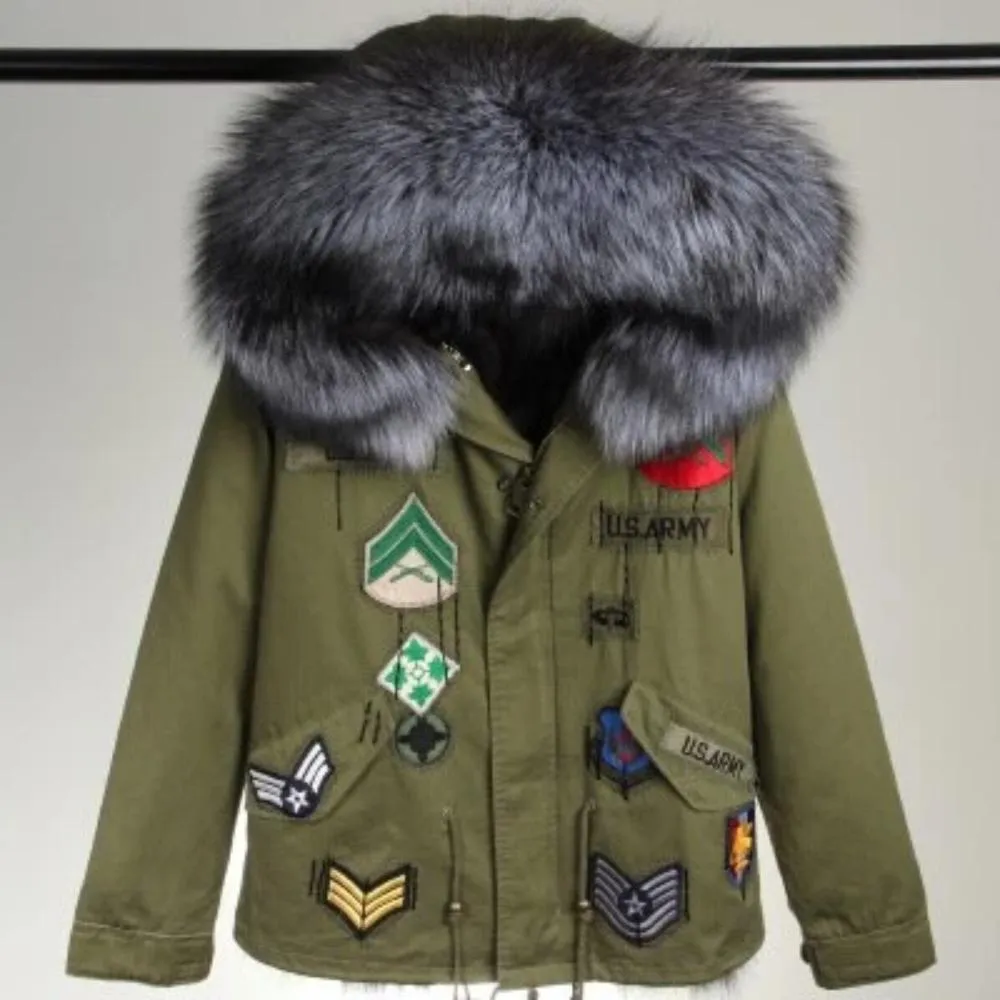 Women's Winter Casual Acrylic Short Parka With Raccoon Fur