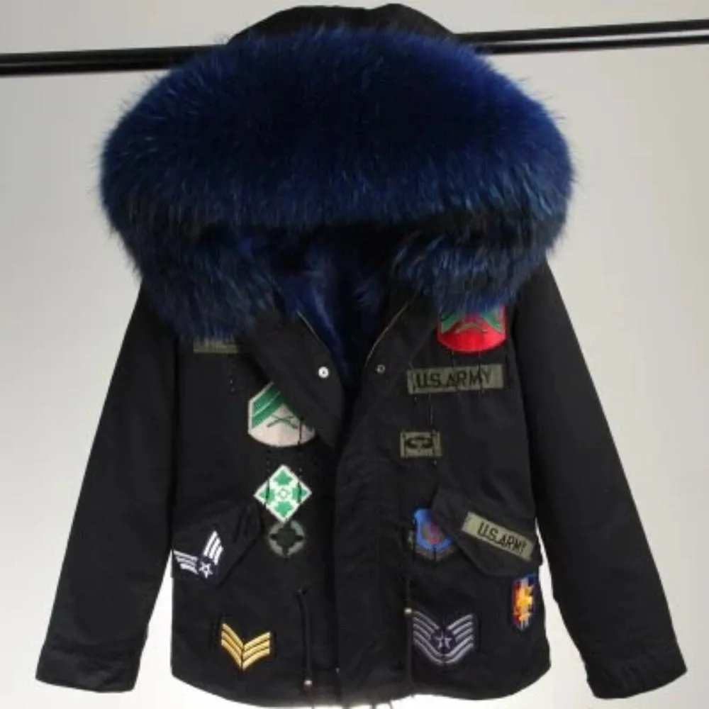 Women's Winter Casual Acrylic Short Parka With Raccoon Fur